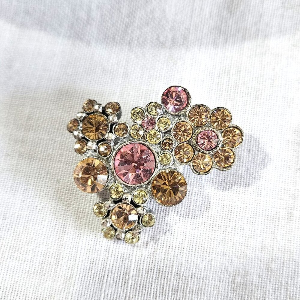 Pilgrim Pink Floral Crystal Brooch